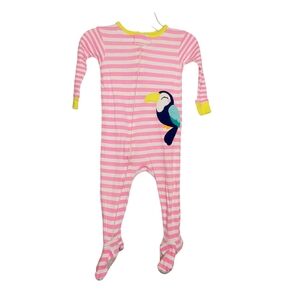 Pink and White Striped Carters One Piece Footed Pajamas